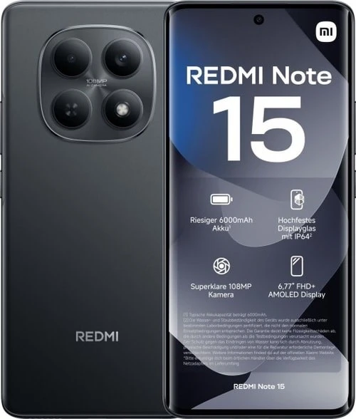 Xiaomi Redmi Note 15 256 8 GB (Xiaomi Türkiye Garantili) Siyah ürün görseli 1