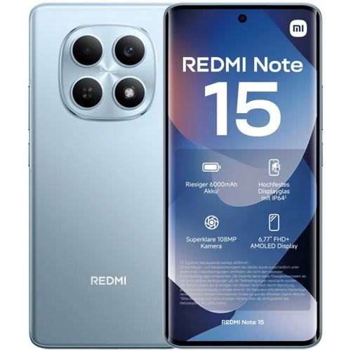 Xiaomi Redmi Note 15 256 8 GB (Xiaomi Türkiye Garantili) Mavi ürün görseli 1