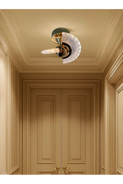 burenze Modern Avize Luxury Tasarım Oynar Başlıklı Tekli Tavana Sıfır Ledli Gold Sarı Led Avize ürün görseli 1