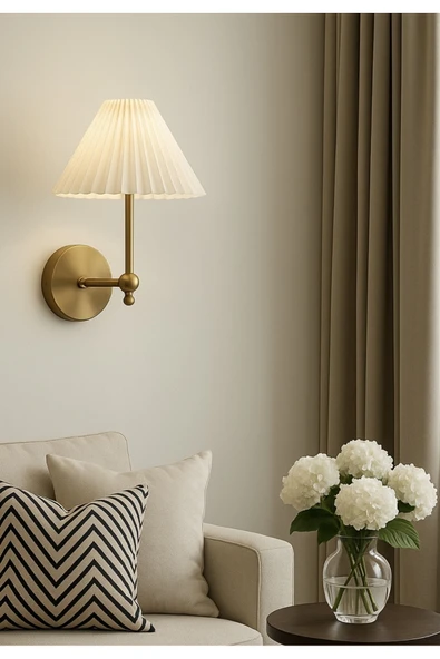 Fico Home Pilli Aplik Duvar Aplik Pileli Umbrella Abajur Gün Işığı Ledli Eskitme Gold Sarı ürün görseli 1