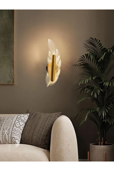 burenze Modern Sirius Yaprak Duvar Aplik Gold Sarı Gövde Elektrikli Aplik ürün görseli 1