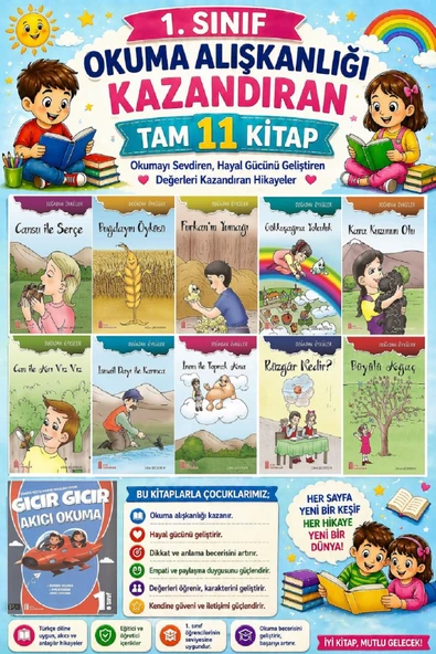 1. Sınıf Okuma Alışkanlığı Kazandıran Okumayı Sevdiren Tam 11 Kitap 2 ürün görseli 1