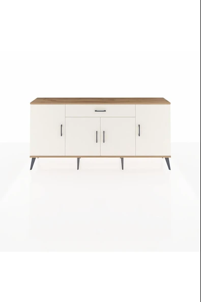 Dienni Arges Konsol 3 Raflı Tek Çekmeceli 4 Kapaklı 176x30x83 Çam-Aytaşı/Aytaşı ürün görseli 1