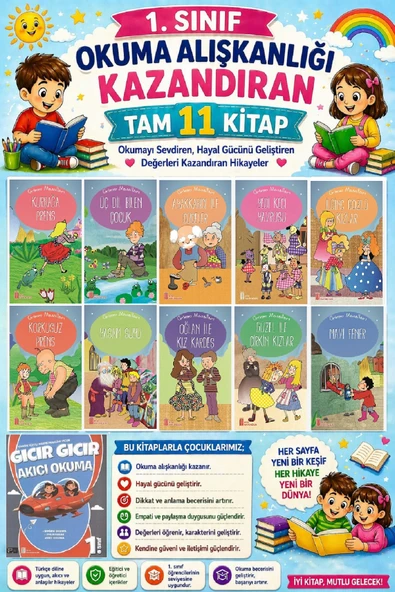 1. Sınıf Okuma Alışkanlığı Kazandıran Okumayı Sevdiren Tam 11 Kitap 4 ürün görseli 1