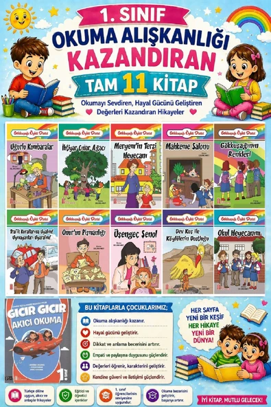 1. Sınıf Okuma Alışkanlığı Kazandıran Okumayı Sevdiren Tam 11 Kitap 3 ürün görseli 1