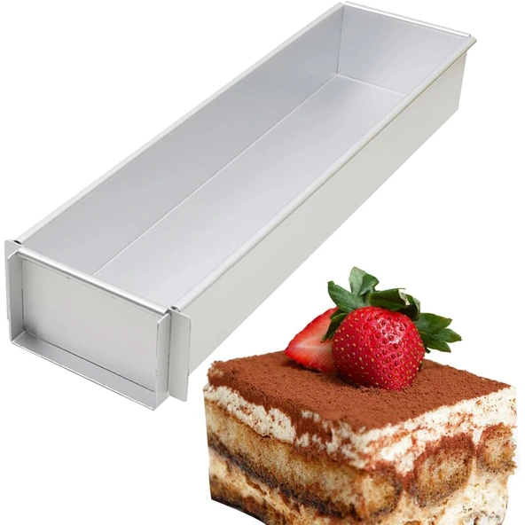 Tiramisu Tavası Kapaklı 40x8 cm h:8 cm - PASLANMAZ ÇELİK KAZIYICI HEDİYE ürün görseli 1
