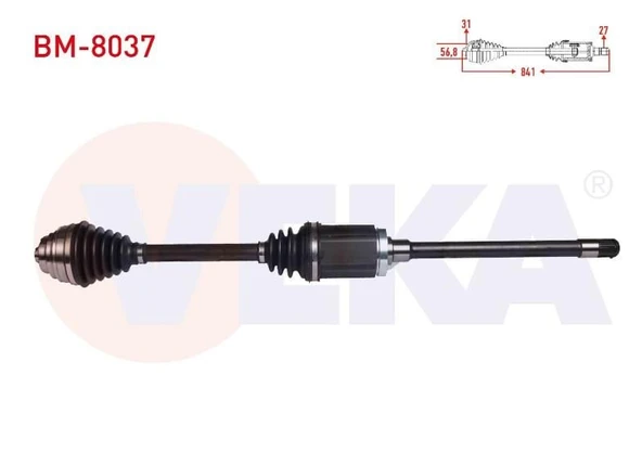 KOMPLE AKS SAG ON BMW 3 SERISI (F30) 320 D XDRIVE A-T/M-T UZUNLUK 841 mm 2011- 306359 ürün görseli 1