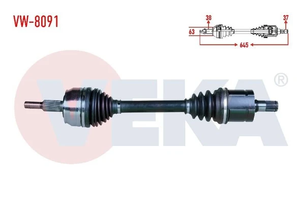 KOMPLE AKS SOL ON T5-T6 CAAA-CAAB-CAAC-CXHB-CXGB 2.0 TDİ 10- 25807 7E0407271P ürün görseli 1