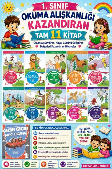 1. Sınıf Okuma Alışkanlığı Kazandıran Okumayı Sevdiren Tam 11 Kitap 7 ürün görseli 1