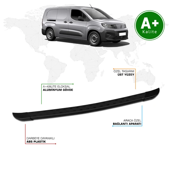 Peugeot Partner Arka Basamak Uzun Şasi 2024 Model ve Sonrası TrimLine Siyah ürün görseli 1