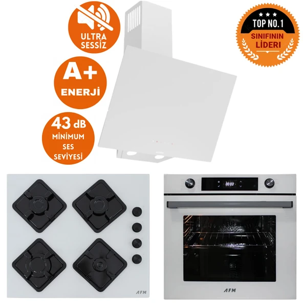 Ferre ve AFM Tech MARKALI AGI Sessiz Turbo Dijital Beyaz  Ankastre Set (D078-SA +FM7701 +FM-BD2201) ürün görseli 1
