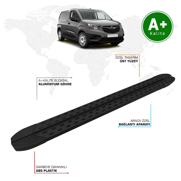 Opel Combo Panelvan Yan Basamak Uzun Şasi 2019 Model ve Sonrası TrimLine Siyah ürün görseli 1