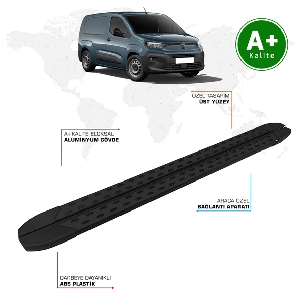 Citroen Berlingo Panelvan Yan Basamak Uzun Şasi 2024 Model ve Sonrası TrimLine Siyah ürün görseli 1