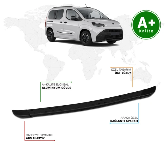 Toyota Proace City Arka Basamak Kısa Şasi 2024 Model ve Sonrası TrimLine Siyah ürün görseli 1