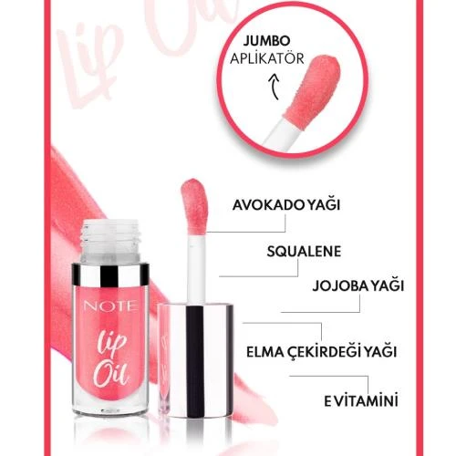 Note Lip Oil Nemlendirici Ve Parlatıcı Dudak Bakım Yağı - 20 Pink For Me - Resim 3