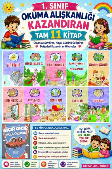 1. Sınıf Okuma Alışkanlığı Kazandıran Okumayı Sevdiren Tam 11 Kitap 12 ürün görseli 1