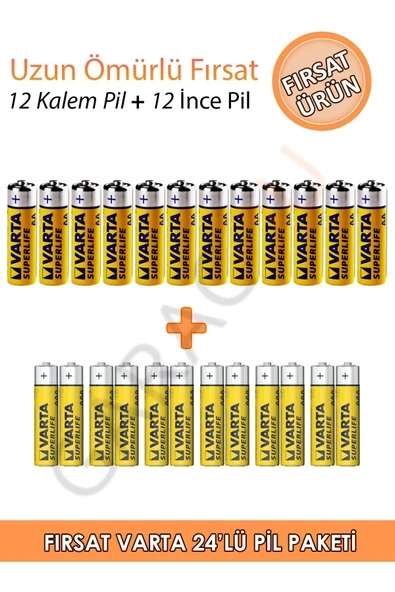 Varta Süperlife 12'li AA + 12'li AAA 24'lü Pil Paketi ürün görseli 1