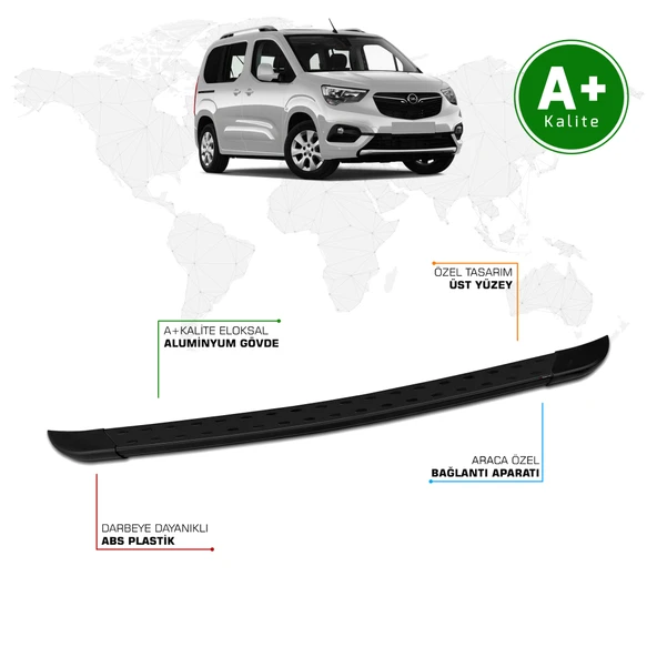 Opel Combo Arka Basamak Kısa Şasi 2019 Model ve Sonrası TrimLine Siyah ürün görseli 1