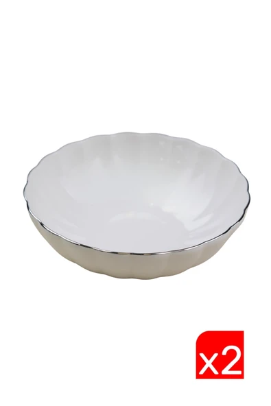 Kütahya Porselen Bone Luz Platin Fileli Çorba Kasesi 15cm 2 li ürün görseli 1