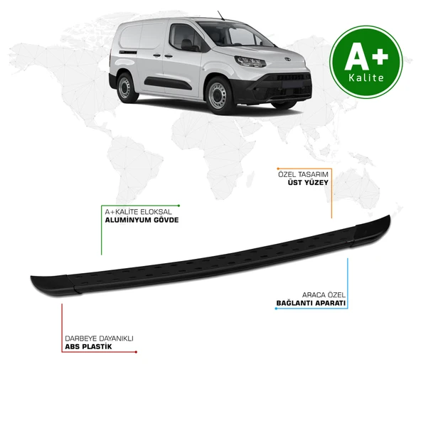 Toyota Proace City Panelvan Arka Basamak Uzun Şasi 2024 Model ve Sonrası TrimLine Siyah ürün görseli 1