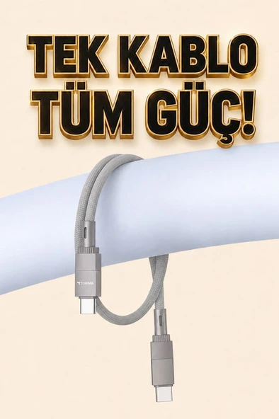 Şarj Kablosu Type-C to Type-C Data Kablo U18 Gri - Resim 3