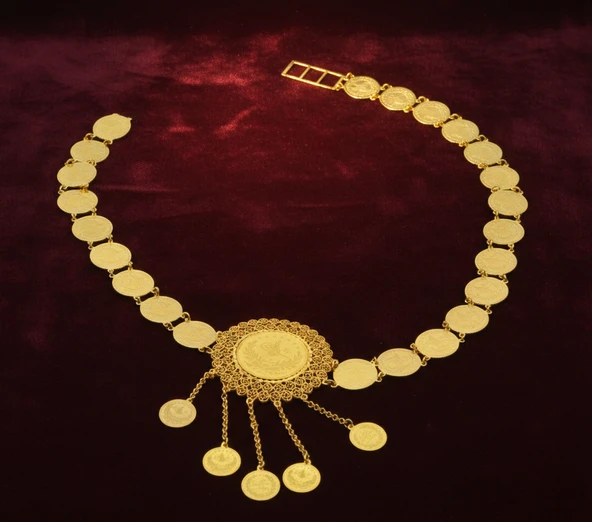 Otantik Motifli İşlemeli Büyük Tokalı Geleneksel Tasarım Sallantılı Kadın Kemeri mod7 ürün görseli 1