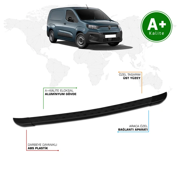 Citroen Berlingo Panelvan Arka Basamak Uzun Şasi 2024 Model ve Sonrası TrimLine Siyah ürün görseli 1