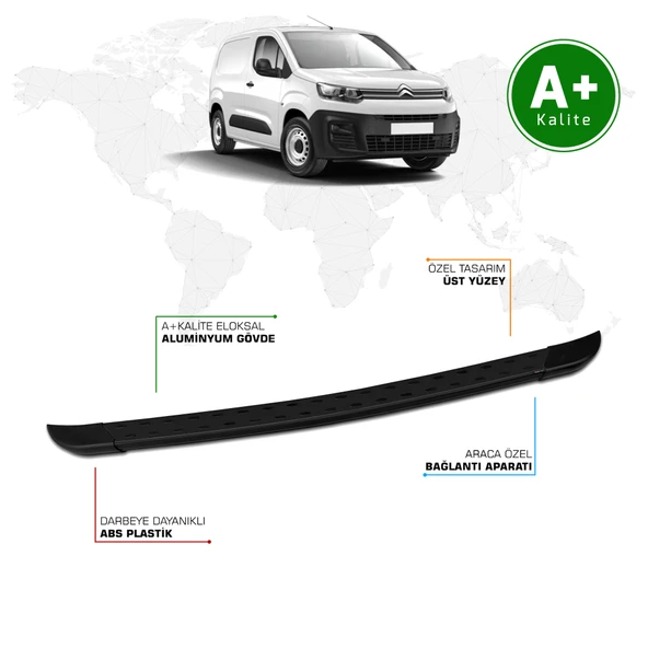 Citroen Berlingo Panelvan Arka Basamak Uzun Şasi 2019 Model ve Sonrası TrimLine Siyah ürün görseli 1