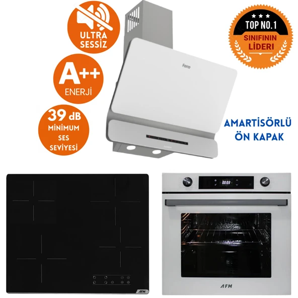 Ferre ve AFM Tech Marka Sessiz İdol Elek.Vitro Beyaz Dijital Ankastre Set (D081-SA + V6-04 +FM7701) ürün görseli 1
