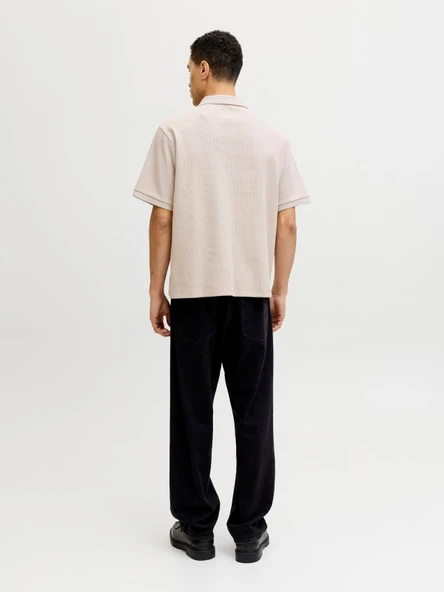 JJEHARRISON STRUCTURE POLO SS LN Moonbeam Moonbeam XL - Resim 3
