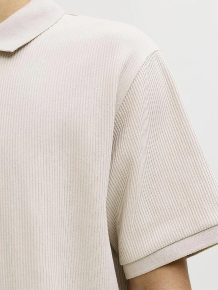 JJEHARRISON STRUCTURE POLO SS LN Moonbeam Moonbeam XL - Resim 6