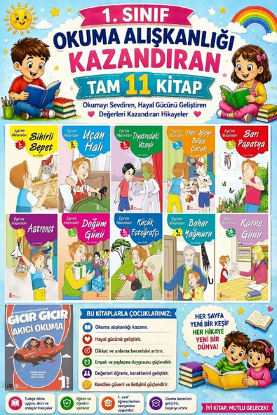 1. Sınıf Okuma Alışkanlığı Kazandıran Okumayı Sevdiren Tam 11 Kitap 14 ürün görseli 1