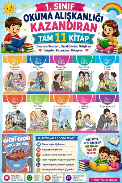 1. Sınıf Okuma Alışkanlığı Kazandıran Okumayı Sevdiren Tam 11 Kitap - 17 ürün görseli 1