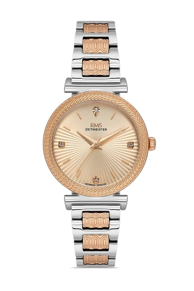 Rms Zeitmeister RMS.1.AG2137.56 Taşlı Tasarım Çelik Kasa Çelik Kordon Metalik-RoseGold Kadın Kol Saati ürün görseli 1