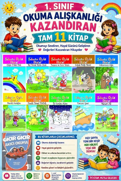 1. Sınıf Okuma Alışkanlığı Kazandıran Okumayı Sevdiren Tam 11 Kitap 15 ürün görseli 1