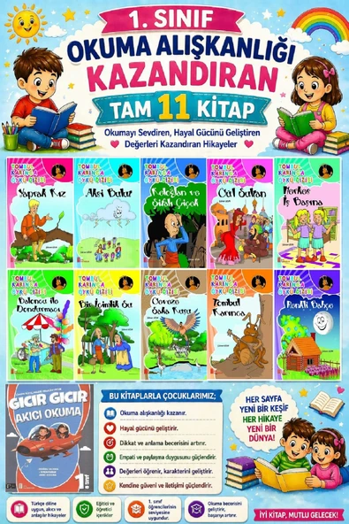 1. Sınıf Okuma Alışkanlığı Kazandıran Okumayı Sevdiren Tam 11 Kitap - 18 ürün görseli 1