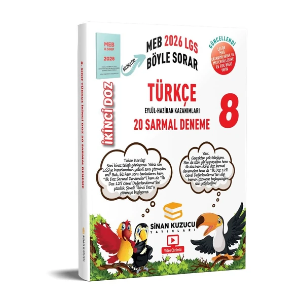 Sinan Kuzucu Yayınları 2026 8. Sınıf Türkçe İkinci Doz Sarmal Branş Denemeleri ürün görseli 1