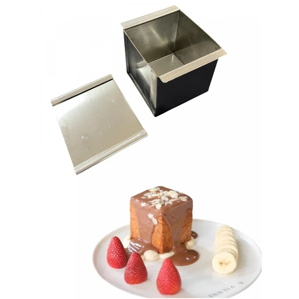 Küp Kruvasan Kalıbı 8x8 cm h:8 cm- PASLANMAZ ÇELİK KAZIYICI HEDİYE ürün görseli 1