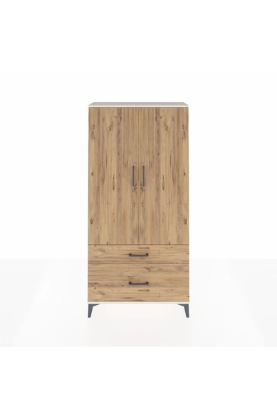 Dienni Arges Dolap 4 Raflı 2 Çekmeceli 2 Kapaklı 88x30x182 Aytaşı-Çam ürün görseli 1