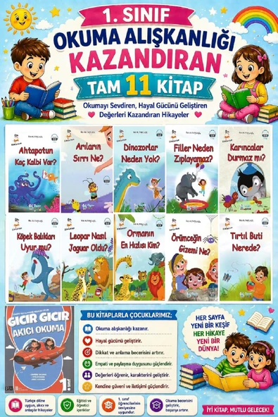 1. Sınıf Okuma Alışkanlığı Kazandıran Okumayı Sevdiren Tam 11 Kitap - 20 ürün görseli 1