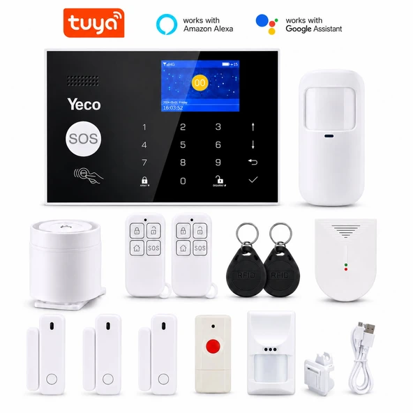 YECO SAS-10 Premium Akıllı Alarm Sistemi, WiFi, GSM/4G, Tuya Uyumlu, Mobil Kontrollü ürün görseli 1
