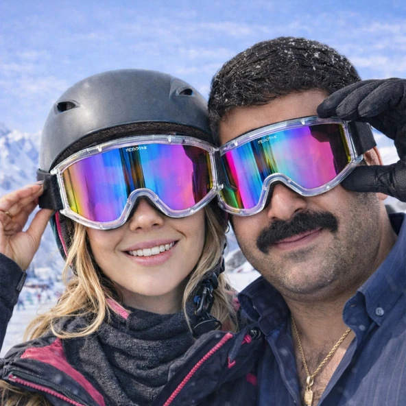 Kayak Gözlüğü (2 ADET) Ventilli Güneş Kar Gözlük Gökkuşağı Snowboard Glasses Ekonomik Seri Gözlük ürün görseli 1