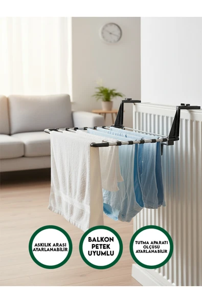 PorBig Portatif 55 Cm Kurutmalık Balkon, Petek, Pencere Uyumlu Ayarlanabilir, Taşınabilir Çamaşır Askısı ürün görseli 1