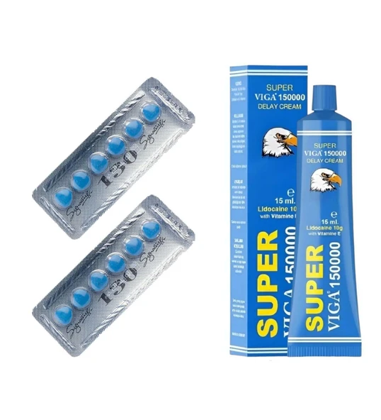 1 Kutu Super Viga 150000 Etkili ozel Mavi krem+Orjinal Mavi Cobra 130MG 6'lı x 2 Dizi Kobra vücut geliştirme takviye ve enerji takviyesi Tablet ürün görseli 1