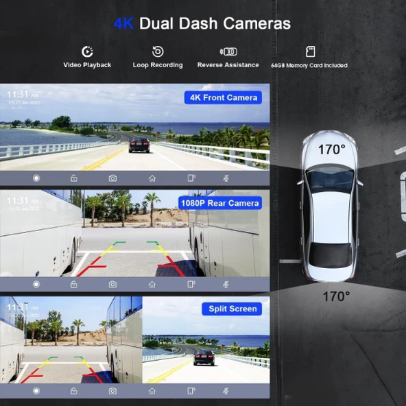 ÇİFT LENS KAMERALI APPLE VE ANDROID CARPLAY - Resim 3