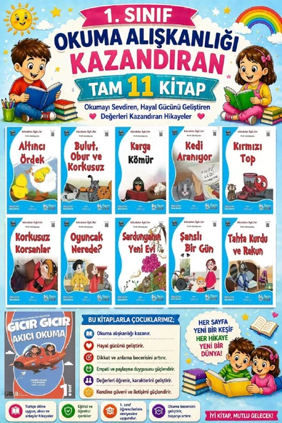 1. Sınıf Okuma Alışkanlığı Kazandıran Okumayı Sevdiren Tam 11 Kitap - 23 ürün görseli 1
