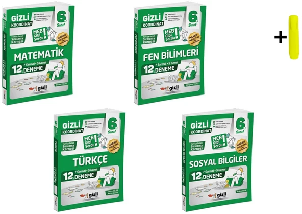 Gizli Yayınları 6. Sınıf Matematik Fen Türkçe Sosyal 12'li Deneme-Meb Gibi Sordu ürün görseli 1