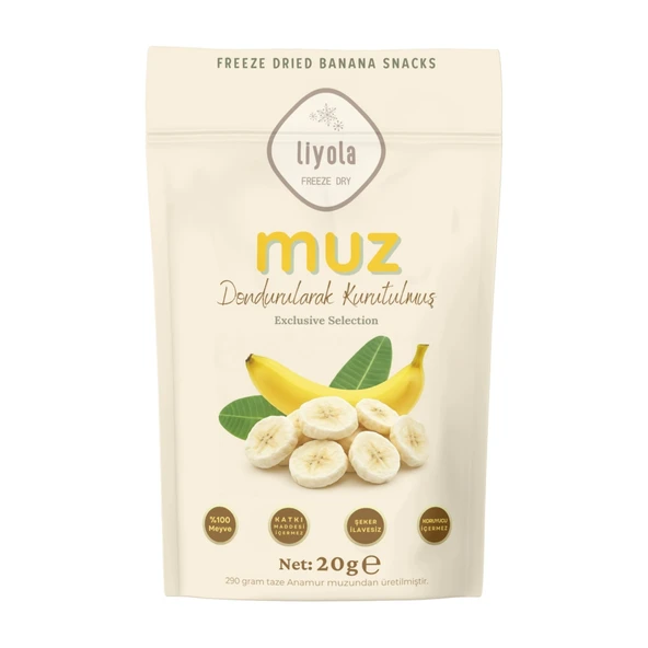 Liyola Freeze Dry Muz 20 g. Dondurularak Kurutulmuş, Katkısız Doğal Atıştırmalık ürün görseli 1
