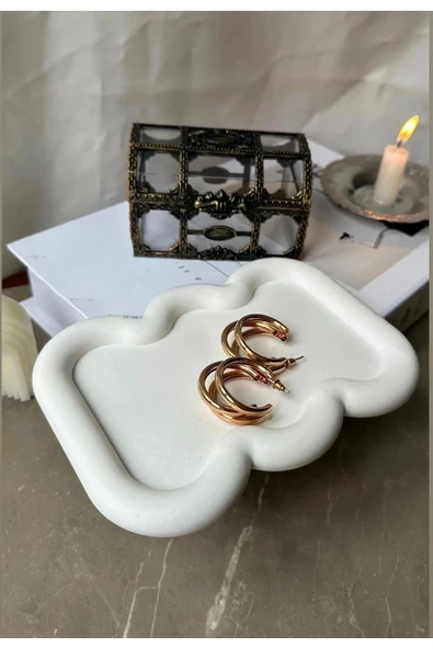 Dalgalı Bubble Taş Tozu Dekoratif Takı Tabak 2’li - Resim 3