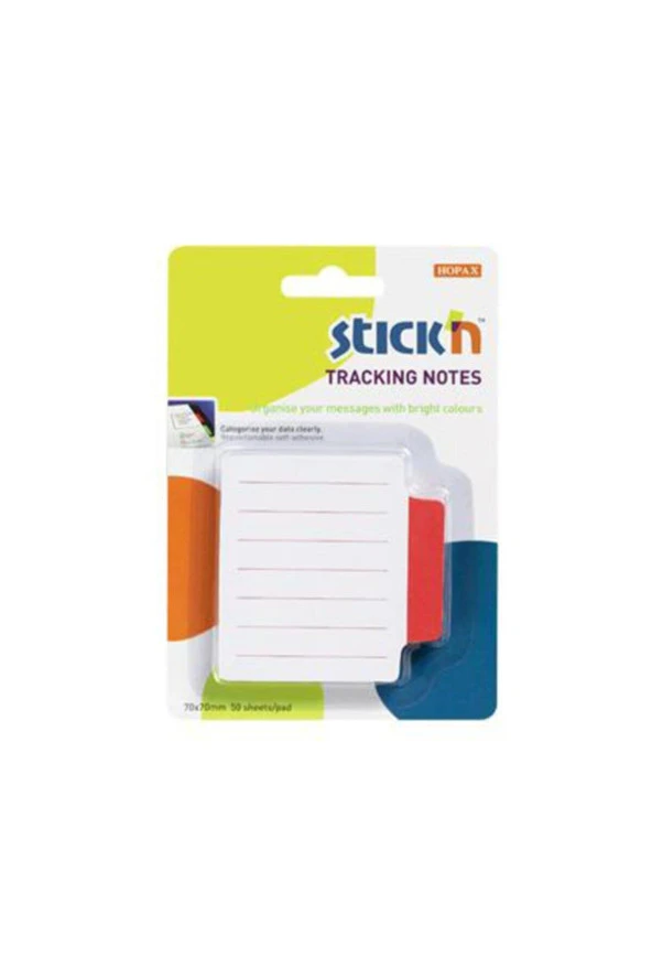 Hopax Stickn Yapışkanlı Not Kağıdı Çizgili Sep. 50 Yaprak 70x70 Mm Beyaz Kırmızı ürün görseli 1